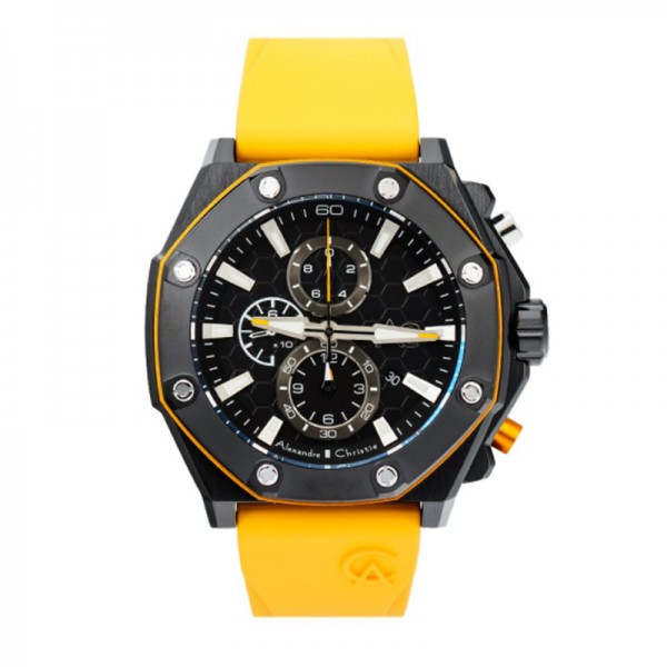 Alexandre Christie AC 9601 Collection Black Yellow Rubber MCRIPBAYL